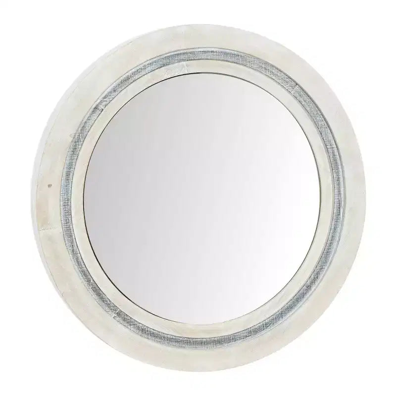 Wood Handmade Wall Mirror Distressing White - Olivia & May: Farmhouse Style, MDF Frame, No Assembly Required