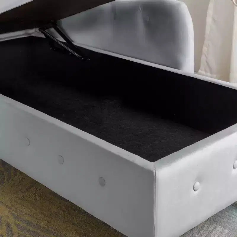 Moderna chaise longue imbottita con bracciolo arrotolato, divano da interno, poltrona lounge in velluto con contenitore e cuscino