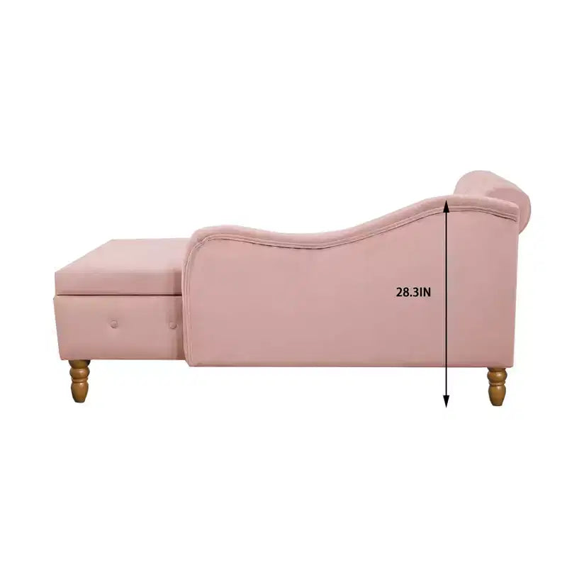 Moderna chaise longue imbottita con bracciolo arrotolato, divano da interno, poltrona lounge in velluto con contenitore e cuscino