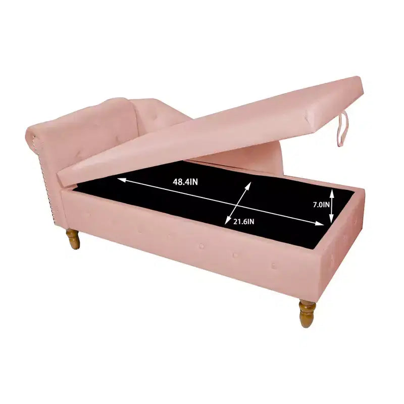 Moderna chaise longue imbottita con bracciolo arrotolato, divano da interno, poltrona lounge in velluto con contenitore e cuscino