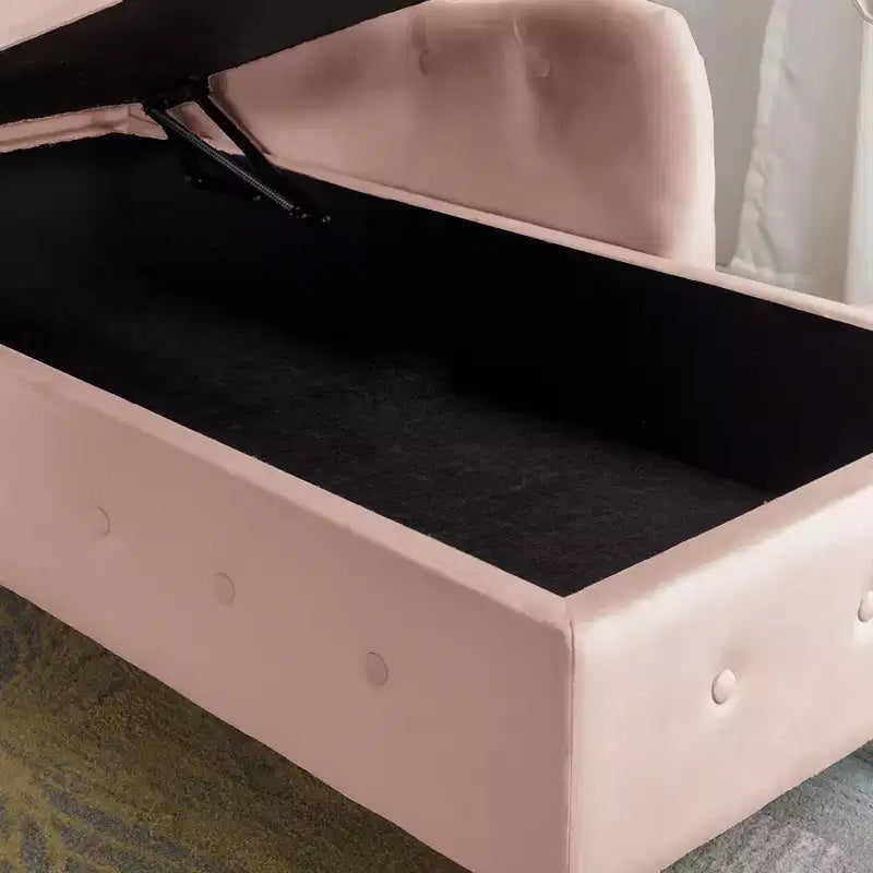 Moderna chaise longue imbottita con bracciolo arrotolato, divano da interno, poltrona lounge in velluto con contenitore e cuscino