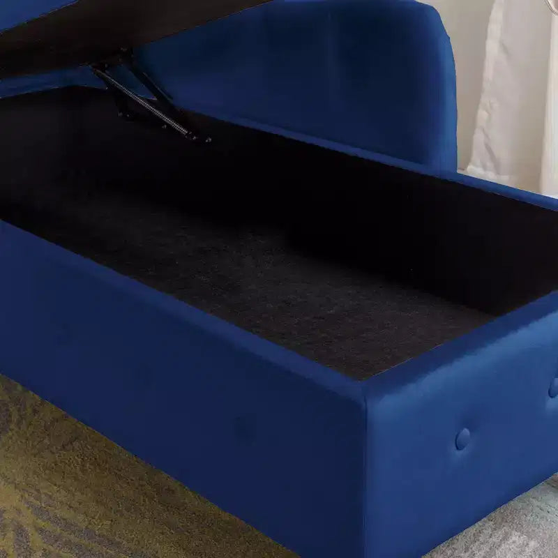 Moderna chaise longue imbottita con bracciolo arrotolato, divano da interno, poltrona lounge in velluto con contenitore e cuscino