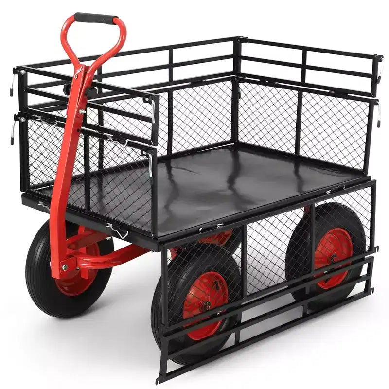 Carriola da Giardino in Acciaio da 880 libbre/1400 libbre, Carrello da Giardino Robusto, Carrello Utilitario in Metallo, Ruote da 10 Pollici Perfetto per Giardino, Fattoria, Cortile