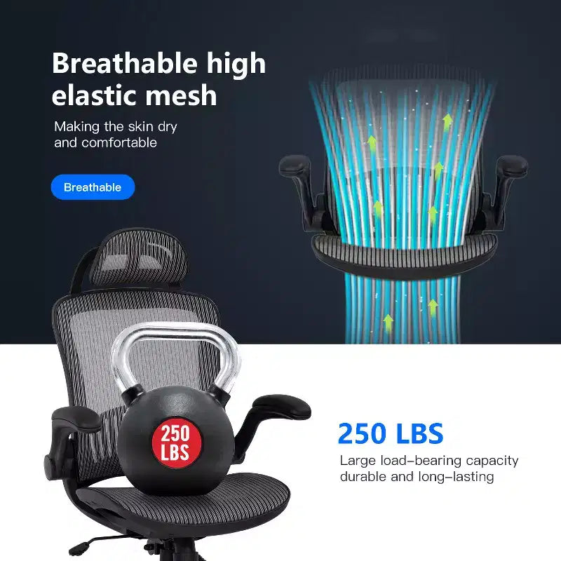 Sedia da Ufficio Girevole ad Alto Schienale in Mesh con Altezza Regolabile