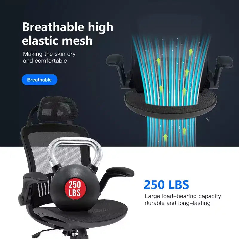 Sedia da Ufficio Girevole ad Alto Schienale in Mesh con Altezza Regolabile