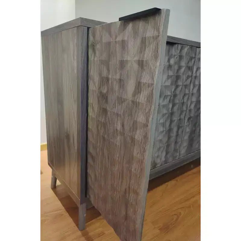 Madia moderna, Madia buffet con 4 ante dal design geometrico elegante, Credenza per soggiorno, ufficio, cucina