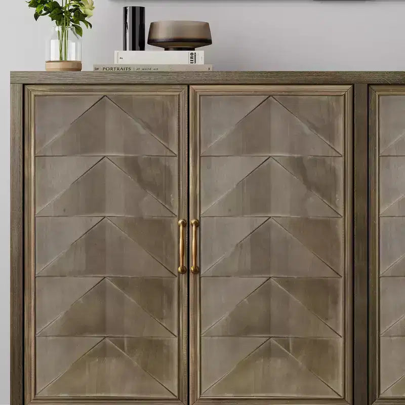 Madia moderna, Madia buffet con 4 ante dal design geometrico elegante, Credenza per soggiorno, ufficio, cucina