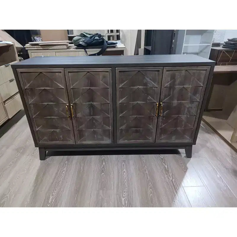 Madia moderna, Madia buffet con 4 ante dal design geometrico elegante, Credenza per soggiorno, ufficio, cucina