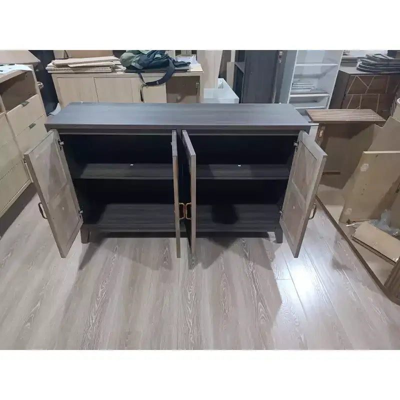 Madia moderna, Madia buffet con 4 ante dal design geometrico elegante, Credenza per soggiorno, ufficio, cucina