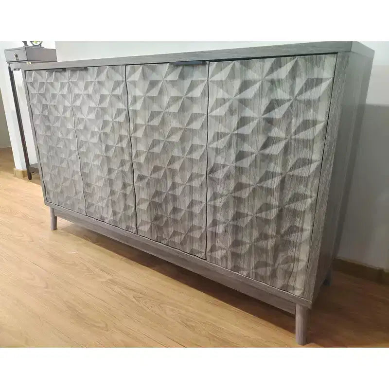 Madia moderna, Madia buffet con 4 ante dal design geometrico elegante, Credenza per soggiorno, ufficio, cucina
