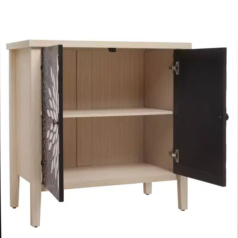 Credenza moderna, credenza con quattro ante con motivi intagliati, mobile contenitore per cucina, sala da pranzo, ingresso