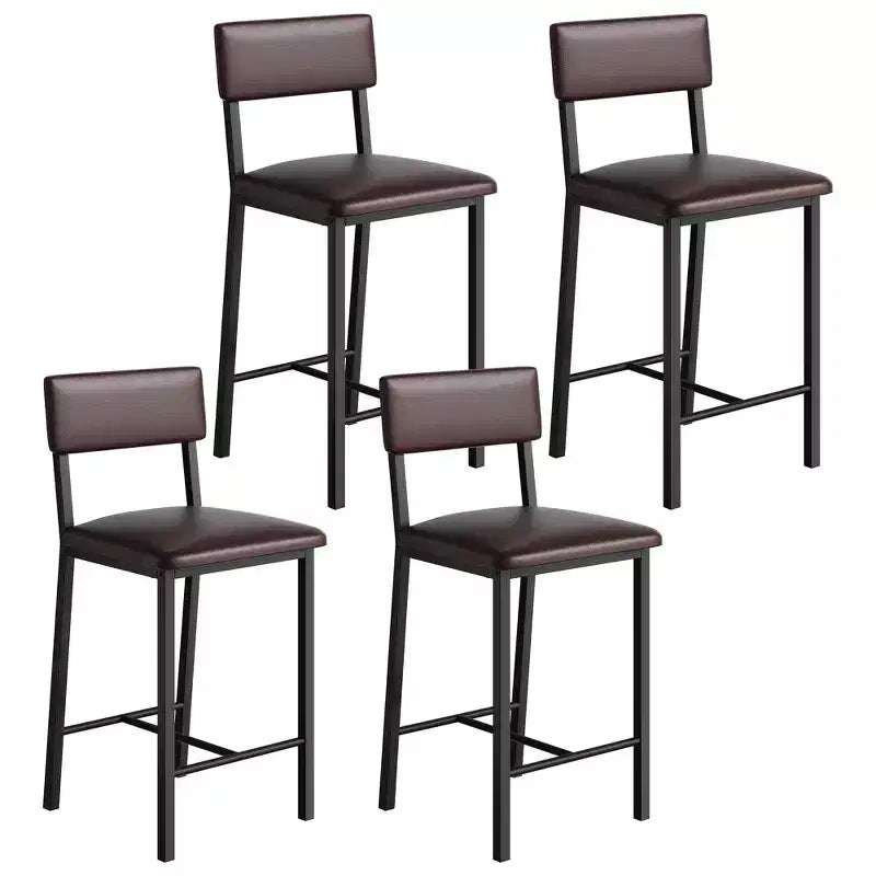 Set di 4 sgabelli da bar, sgabelli da bancone alti 63,5 cm con schienale ergonomico, seduta in pelle PU, struttura in metallo resistente per cucina, bar, ristorante