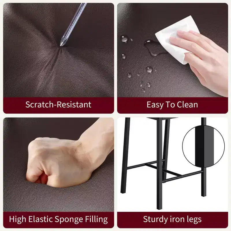 Set di 4 sgabelli da bar, sgabelli da bancone alti 63,5 cm con schienale ergonomico, seduta in pelle PU, struttura in metallo resistente per cucina, bar, ristorante