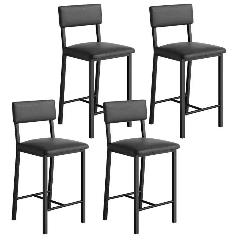 Set di 4 sgabelli da bar, sgabelli da bancone alti 63,5 cm con schienale ergonomico, seduta in pelle PU, struttura in metallo resistente per cucina, bar, ristorante