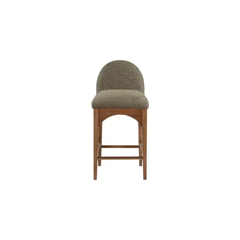 Mobili, Sgabello in tessuto bouclé color oliva Waldorf