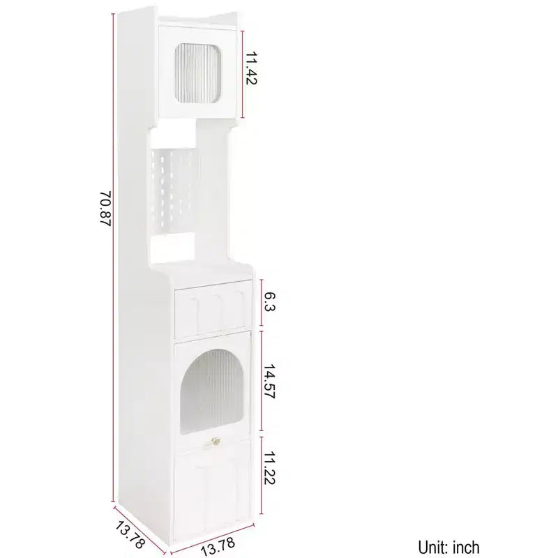 Mobile Contenitore Moderno Alto 180 cm con 2 Cassetti e Ante in Vetro