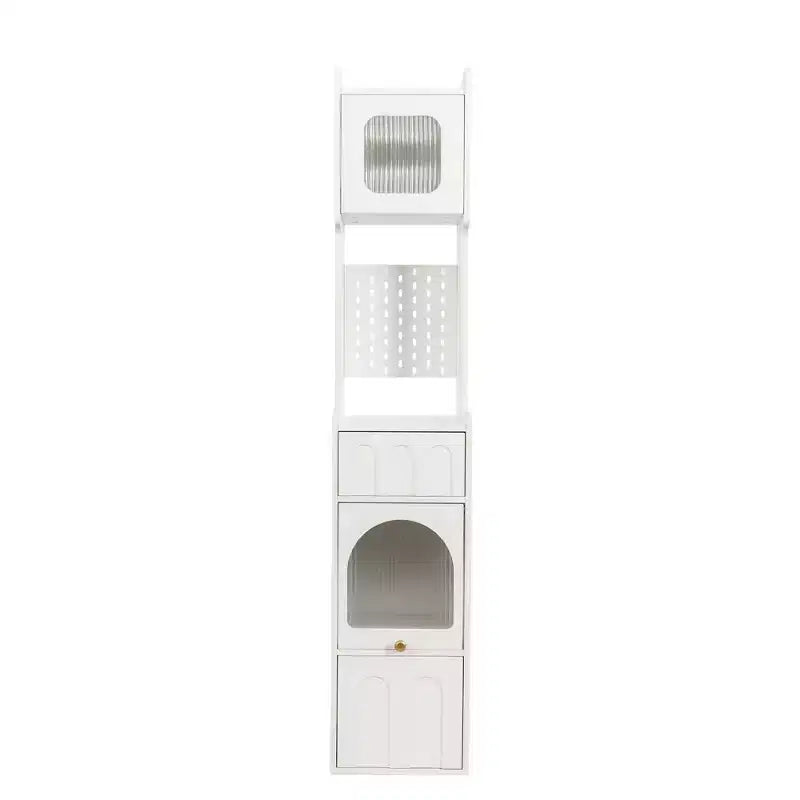 Mobile Contenitore Moderno Alto 180 cm con 2 Cassetti e Ante in Vetro