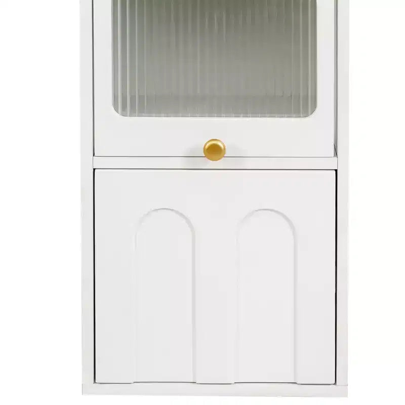 Mobile Contenitore Moderno Alto 180 cm con 2 Cassetti e Ante in Vetro