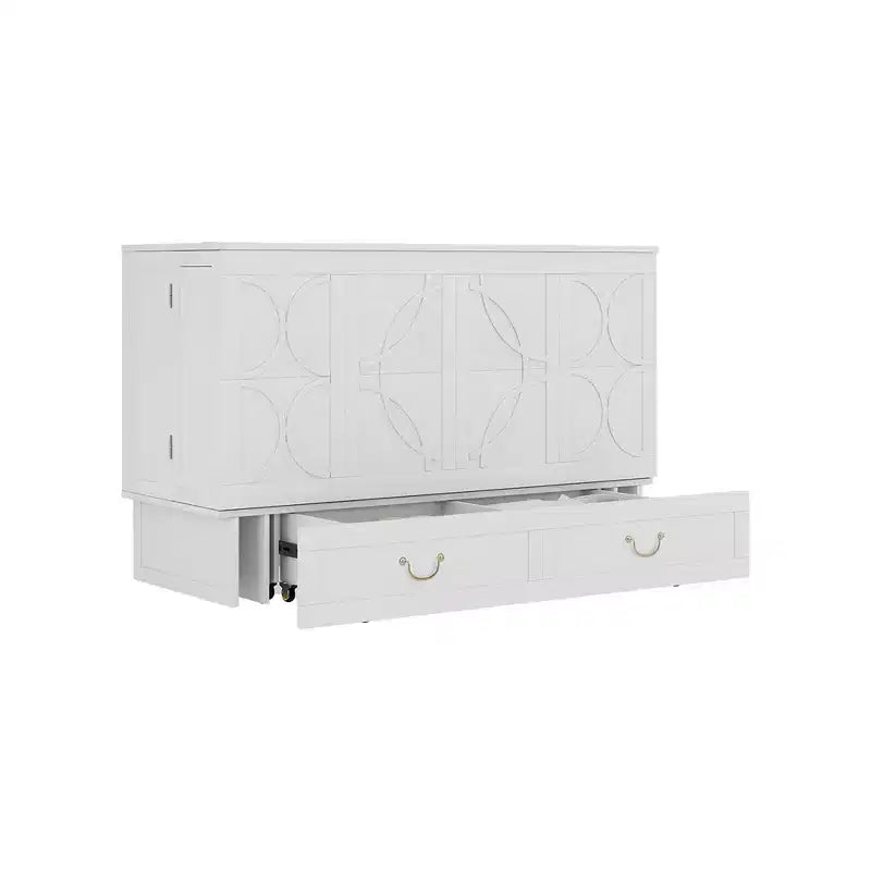 Letto a scomparsa Queen in legno massello con caricabatterie integrato e cassetto robusto