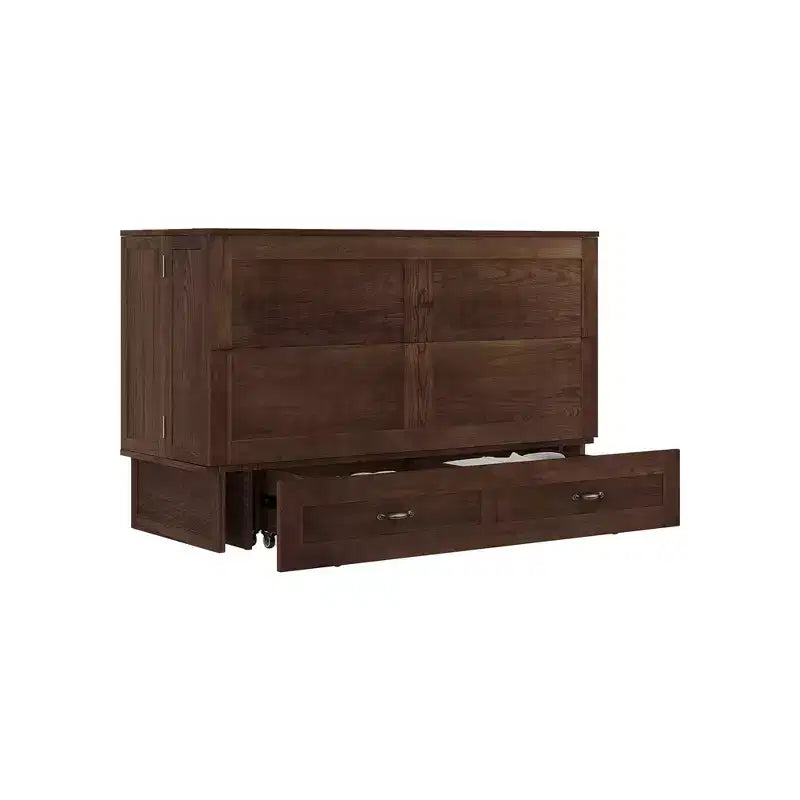Letto a scomparsa Queen in legno massello con caricabatterie integrato e cassetto robusto