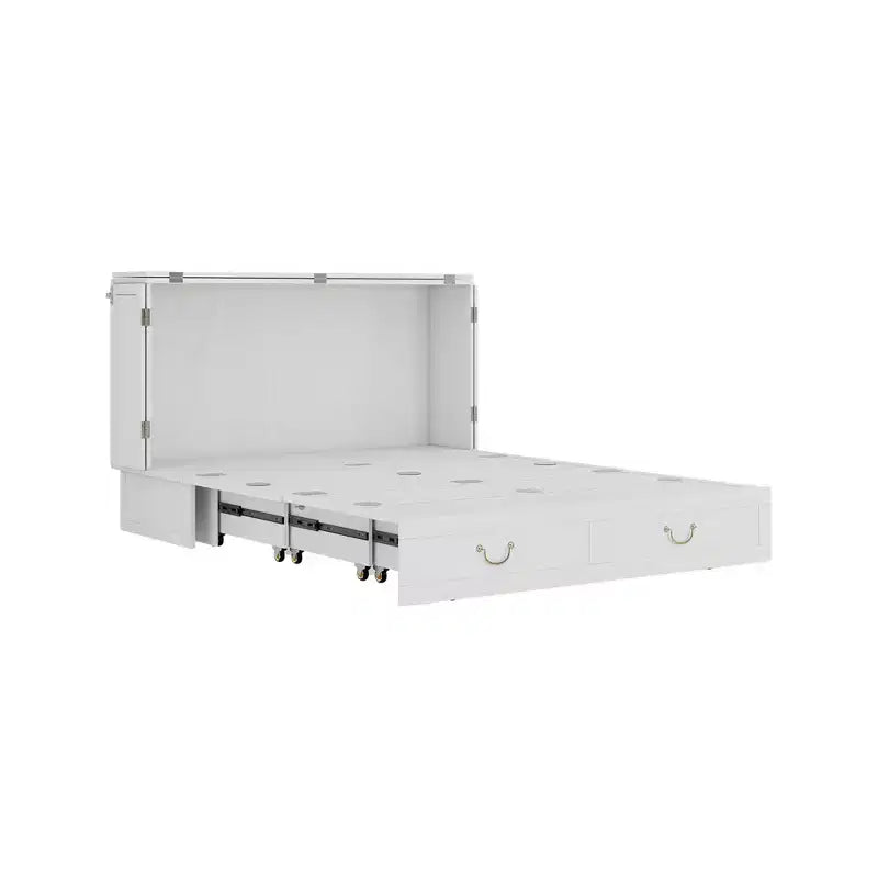 Letto a scomparsa Queen in legno massello con caricabatterie integrato e cassetto robusto