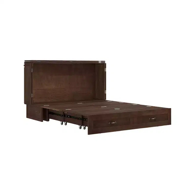 Letto a scomparsa Queen in legno massello con caricabatterie integrato e cassetto robusto