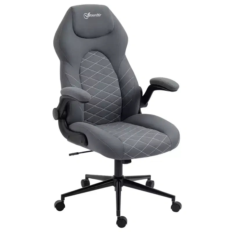 Sedia da ufficio ergonomica con schienale alto e rotelle, sedia da scrivania con braccioli ribaltabili e altezza regolabile, sedia comoda per studio, ufficio, grigio
