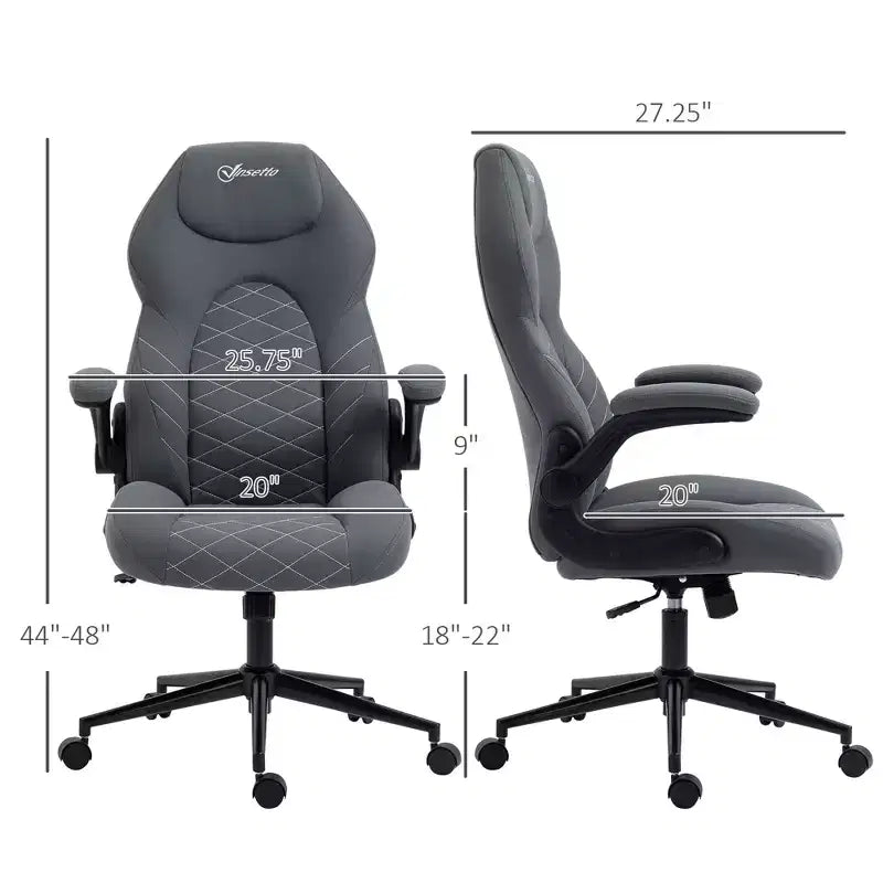Sedia da ufficio ergonomica con schienale alto e rotelle, sedia da scrivania con braccioli ribaltabili e altezza regolabile, sedia comoda per studio, ufficio, grigio