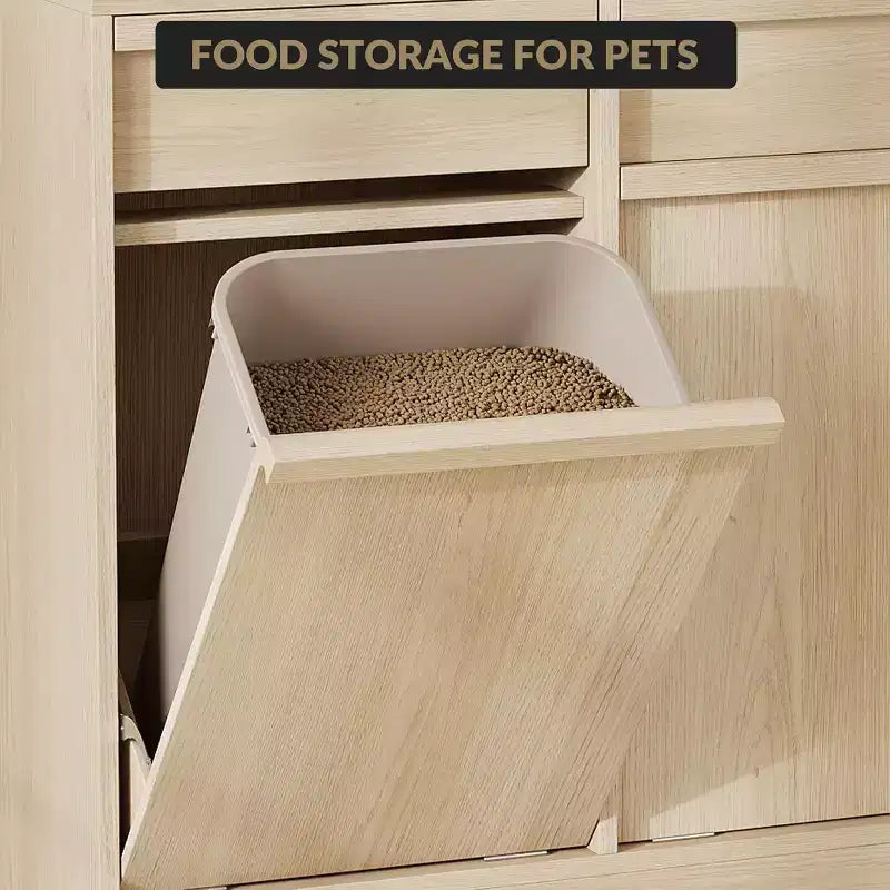 Pattumiera a scomparsa, mobiletto in legno naturale per pattumiere da 37/75 litri, pattumiera moderna a prova di animali domestici