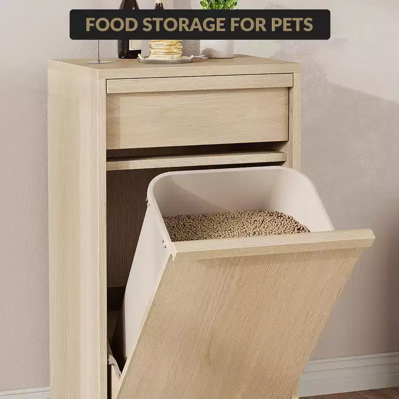 Pattumiera a scomparsa, mobiletto in legno naturale per pattumiere da 37/75 litri, pattumiera moderna a prova di animali domestici
