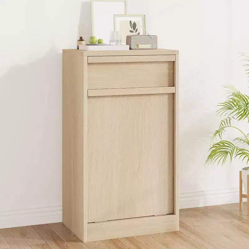Pattumiera a scomparsa, mobiletto in legno naturale per pattumiere da 37/75 litri, pattumiera moderna a prova di animali domestici