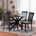 Baxton Studio Lore Modern Grey Fabric and Dark Brown Wood 5-Piece Dining Set