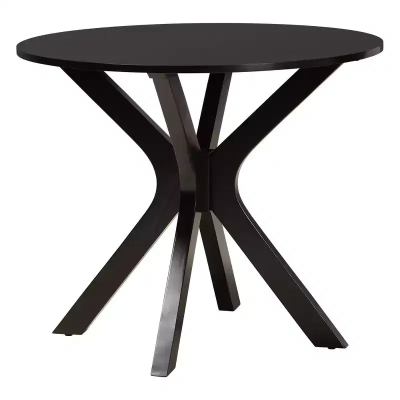 Set da pranzo 5 pezzi Lore in tessuto grigio moderno e legno marrone scuro