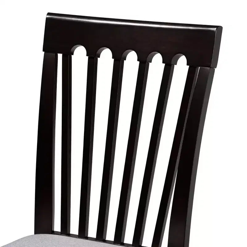 Set da pranzo 5 pezzi Lore in tessuto grigio moderno e legno marrone scuro