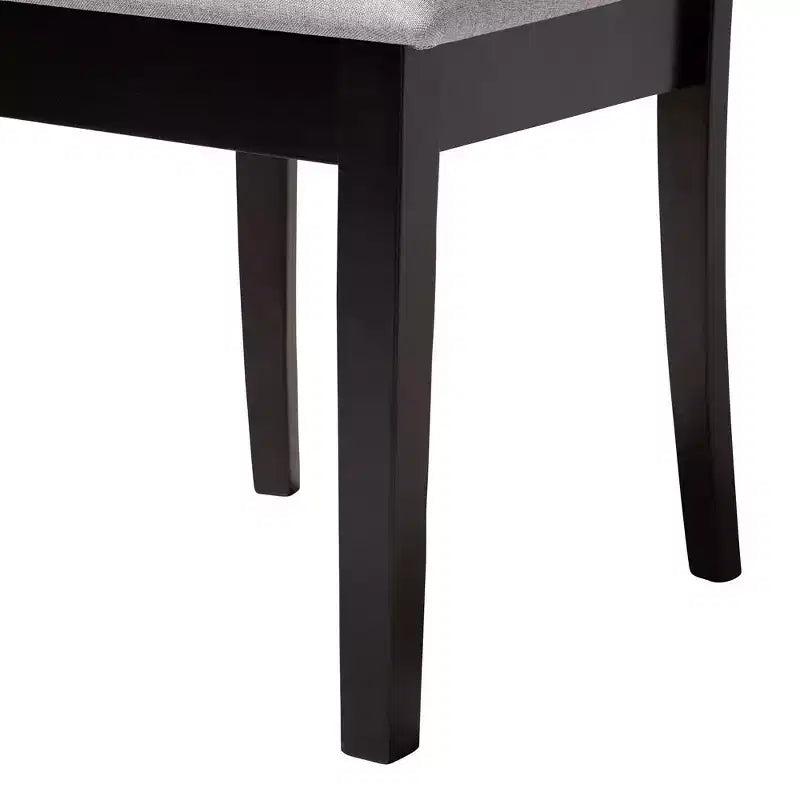Set da pranzo 5 pezzi Lore in tessuto grigio moderno e legno marrone scuro