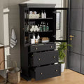 Whisen 70.1 Bathroom Storage Cabinet with Soft-Close Glass Doors, Adjustable Shelves and 3 Drawers