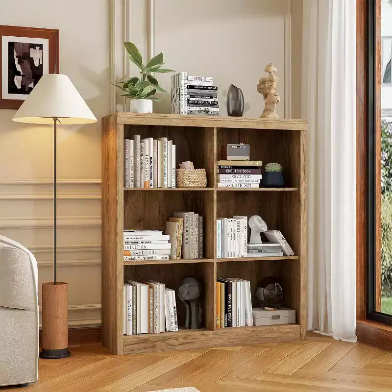 Organizzatore da Libreria a 6 Cubi, Libreria Alta 135 cm, Organizzatore Moderno Autoportante per Soggiorno, Camera da Letto, Ufficio