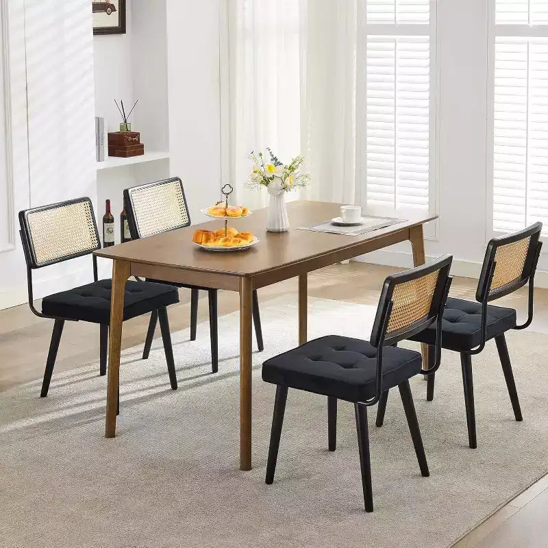 Set di 2 sedie da pranzo, sedie da cucina moderne in stile bohémien con schienale e gambe interamente in legno e seduta imbottita per sala da pranzo