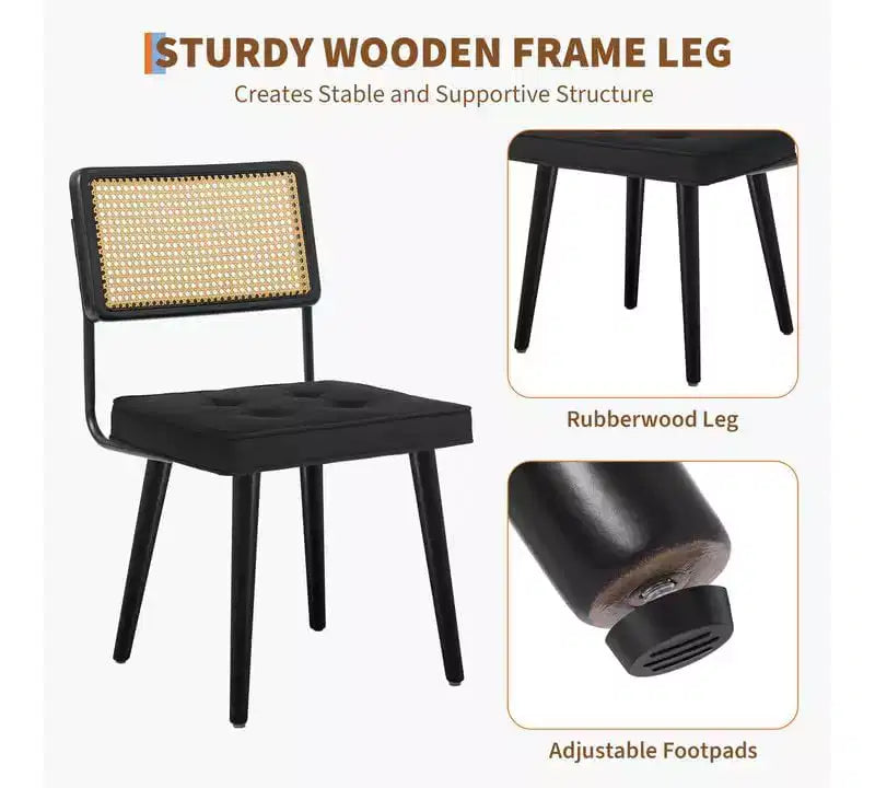 Set di 2 sedie da pranzo, sedie da cucina moderne in stile bohémien con schienale e gambe interamente in legno e seduta imbottita per sala da pranzo