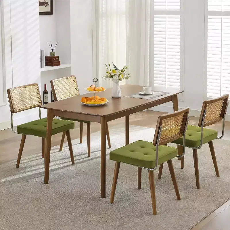 Set di 2 sedie da pranzo, sedie da cucina moderne in stile bohémien con schienale e gambe interamente in legno e seduta imbottita per sala da pranzo