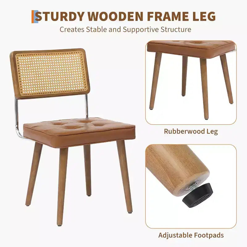 Set di 2 sedie da pranzo, sedie da cucina moderne in stile bohémien con schienale e gambe interamente in legno e seduta imbottita per sala da pranzo