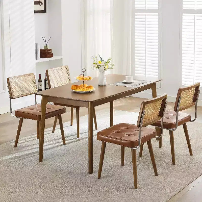 Set di 2 sedie da pranzo, sedie da cucina moderne in stile bohémien con schienale e gambe interamente in legno e seduta imbottita per sala da pranzo