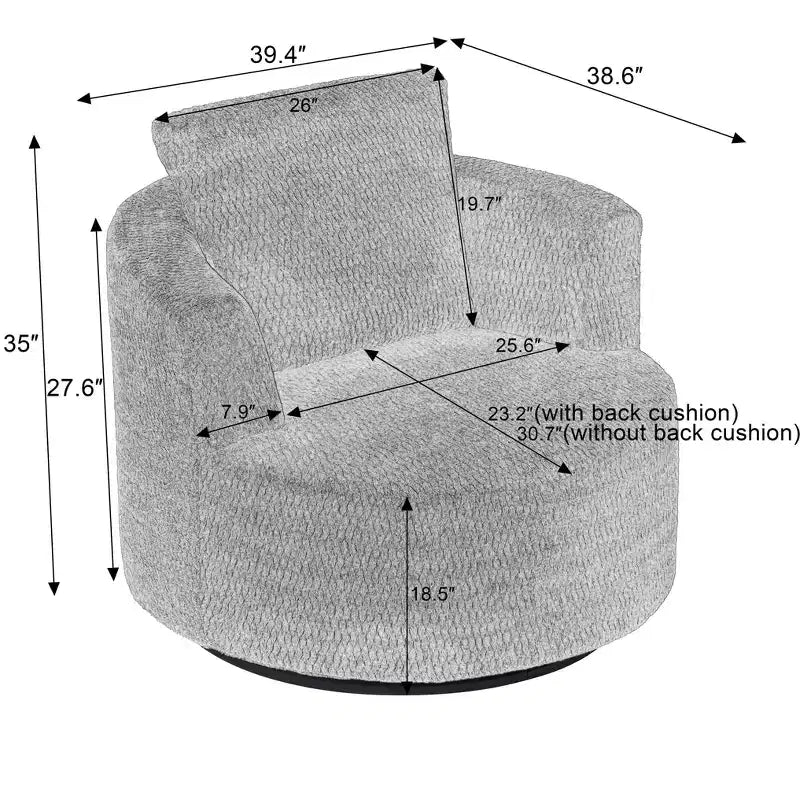 Moderna poltrona girevole a 360° con comoda seduta, piccola poltrona a botte per soggiorno, ufficio, appartamento