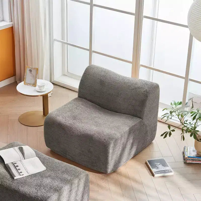 Divano Lounge Moderno in Schiuma a Compressione con Poggiapiedi, Comoda Poltrona Futon per Camera da Letto, Soggiorno, Ufficio