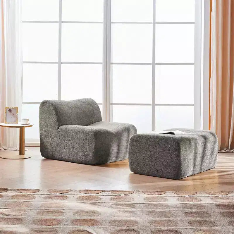 Divano Lounge Moderno in Schiuma a Compressione con Poggiapiedi, Comoda Poltrona Futon per Camera da Letto, Soggiorno, Ufficio