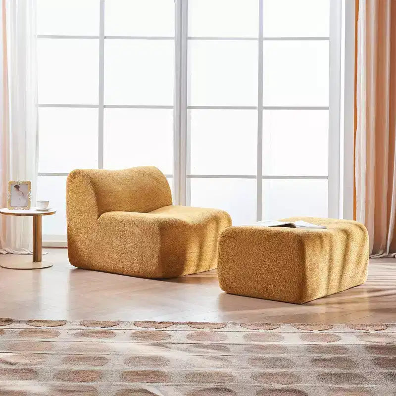 Divano Lounge Moderno in Schiuma a Compressione con Poggiapiedi, Comoda Poltrona Futon per Camera da Letto, Soggiorno, Ufficio