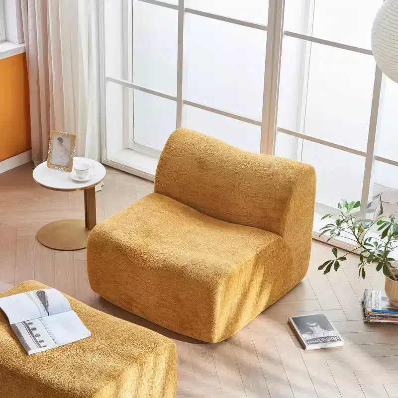Divano Lounge Moderno in Schiuma a Compressione con Poggiapiedi, Comoda Poltrona Futon per Camera da Letto, Soggiorno, Ufficio