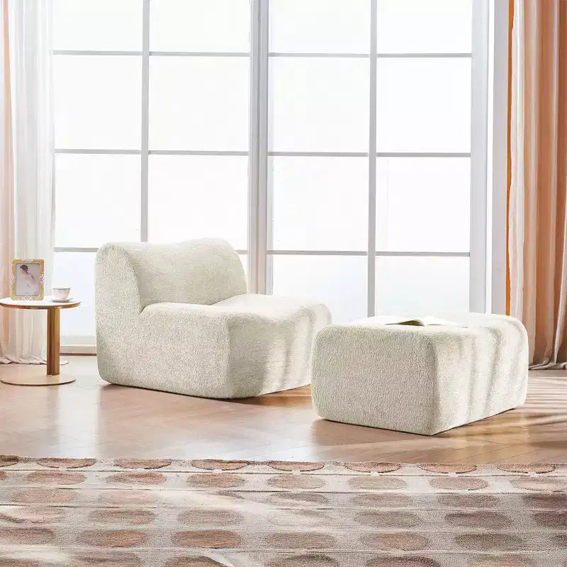 Divano Lounge Moderno in Schiuma a Compressione con Poggiapiedi, Comoda Poltrona Futon per Camera da Letto, Soggiorno, Ufficio
