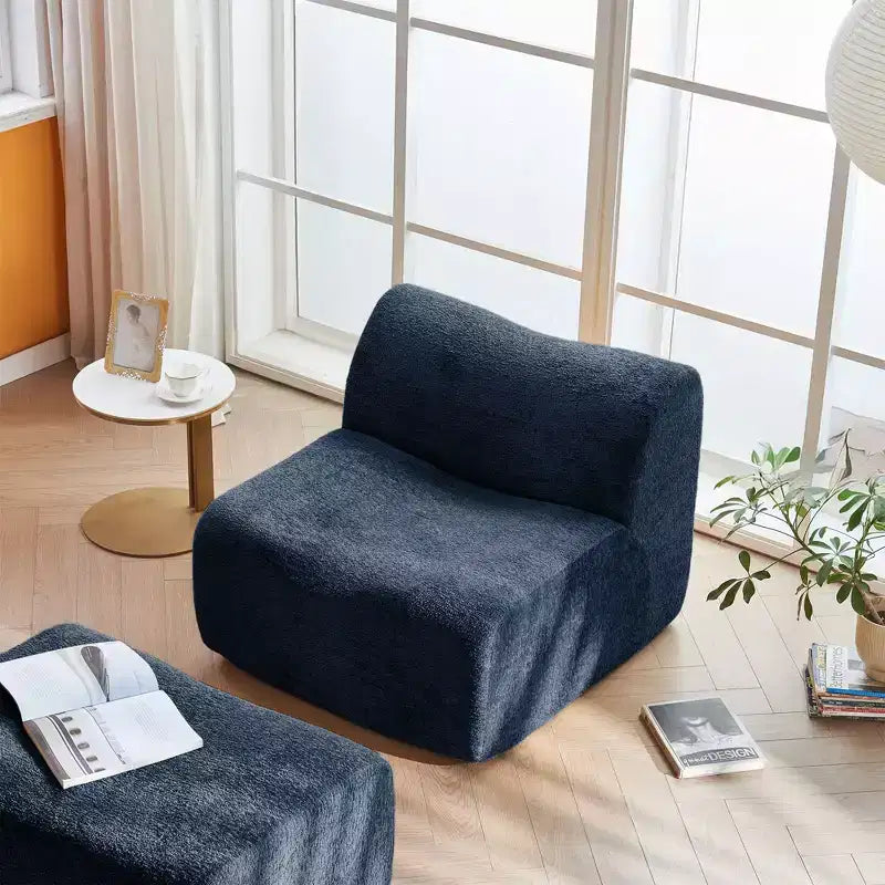 Divano Lounge Moderno in Schiuma a Compressione con Poggiapiedi, Comoda Poltrona Futon per Camera da Letto, Soggiorno, Ufficio