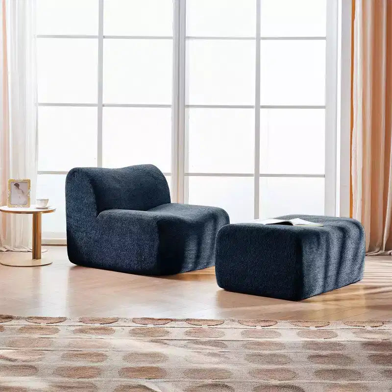 Divano Lounge Moderno in Schiuma a Compressione con Poggiapiedi, Comoda Poltrona Futon per Camera da Letto, Soggiorno, Ufficio